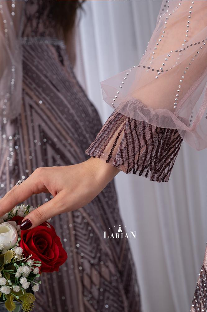 Evening dress encrusted with crystal stones - Laryan Store