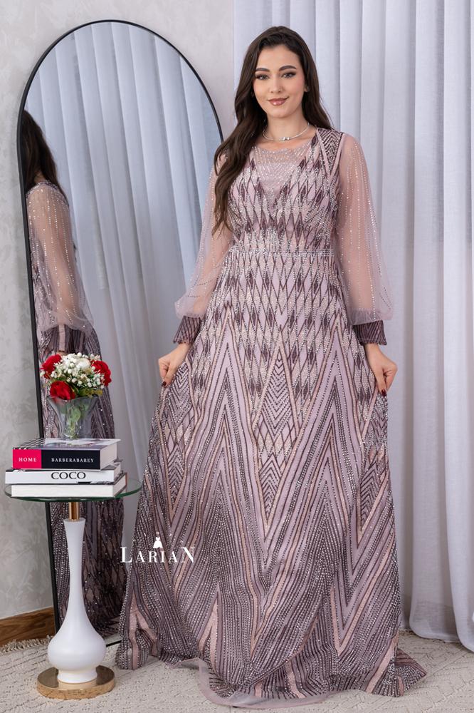 Evening dress encrusted with crystal stones - Laryan Store