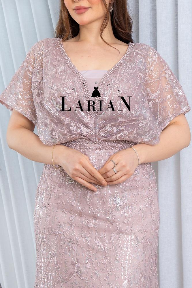 Evening dress with feminine lively cut and enchanting shrubs - Larian Store