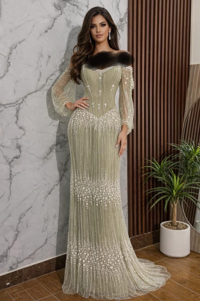 فستان شك زيتي
