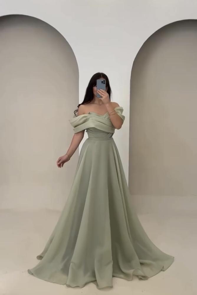 فستان ناعم زيتي