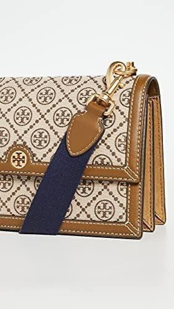 حقيبة كتف نسائية من Tory Burch بنقشة كلاسيكية وحزام عريض