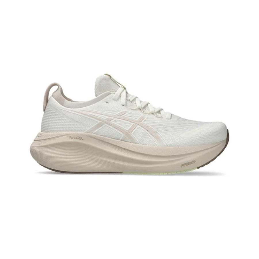 حذاء 27 Asics Gel Nimbus بصورة توضح الخامات والمظهر الكلي