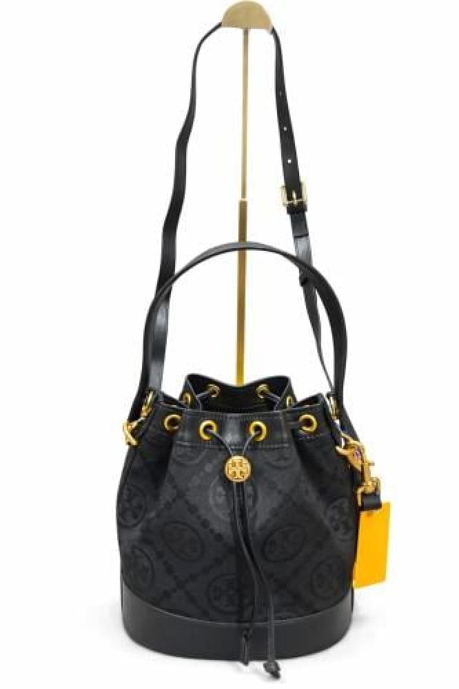 Tory Burch حقيبة باكيت نسائية سوداء بنقشة كلاسيكية وحزام كتف