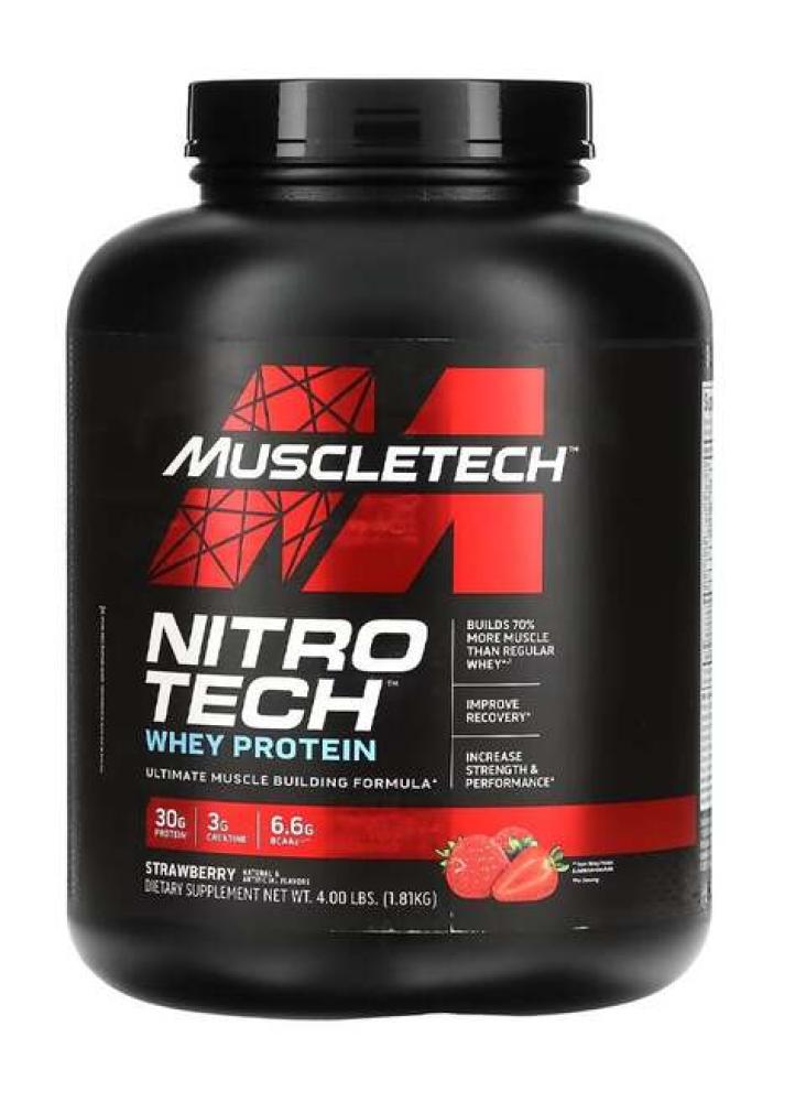 Dietary supplement, Nitro Tech Whey Protein - Strawberry - (1.81 kg)