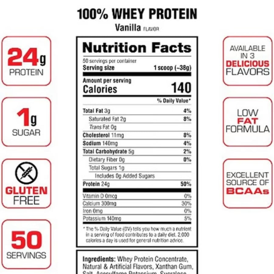 Whey Protein 100% Powder - Vanilla - (1.8 kg)