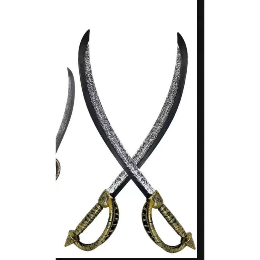Pirate Cutlass Costume Accessory, Silver, Black and Gold Hilt