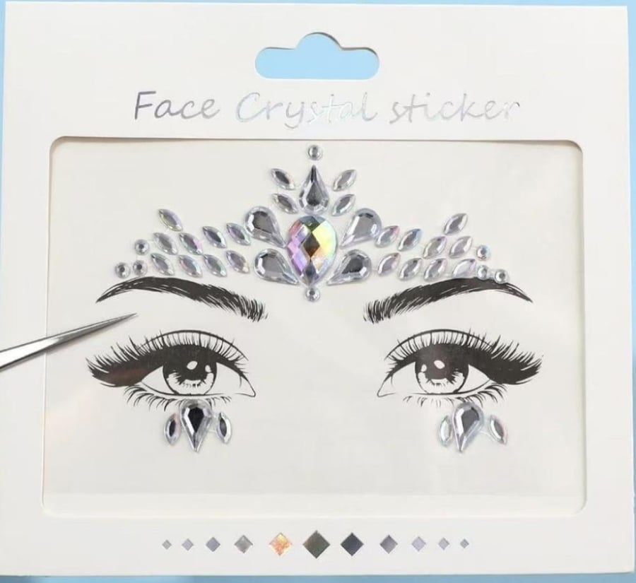 Face Crystal Stickers, White AB, Teardrop and Marquise Blend