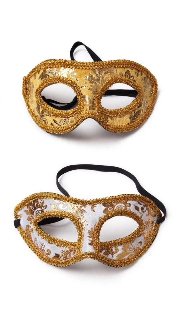 Brocade Masquerade Mask with Rhinestone Trim, 2 Colours