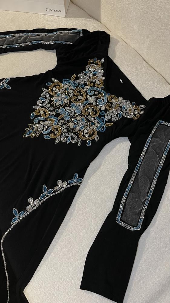 Black dress A-line French with luxurious look