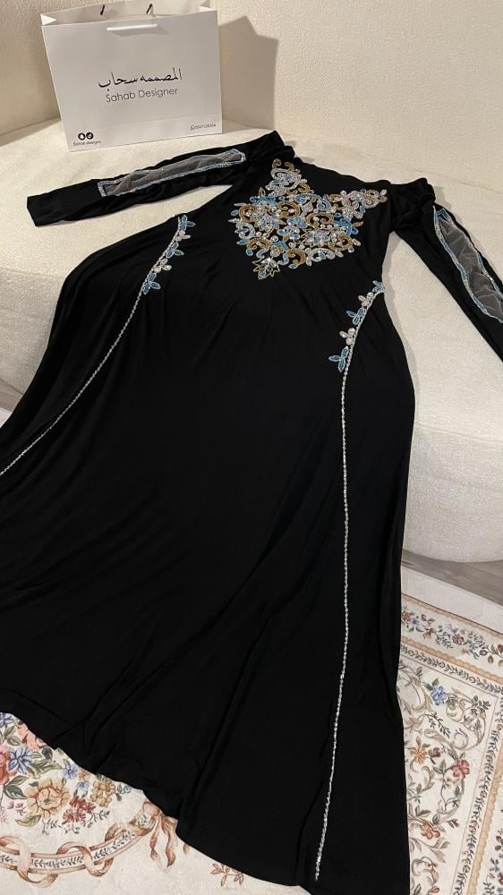 Black dress A-line French with luxurious look