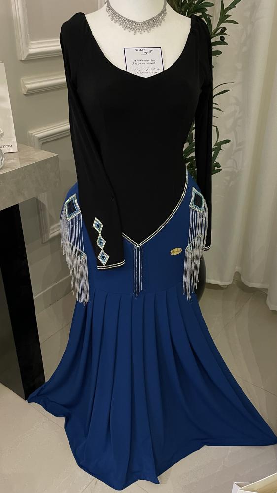 فستان ازرق واسود كريستال