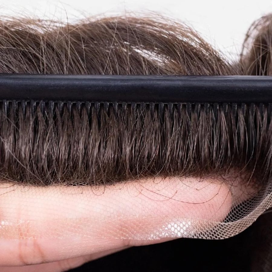 باروكة شعر طبيعي رجالي شبكة فرنسية كاملة السعودية - Full Lace Toupee