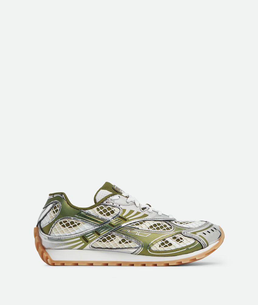 BOTTEGA VENETA Silver & Green Orbit Sneakers