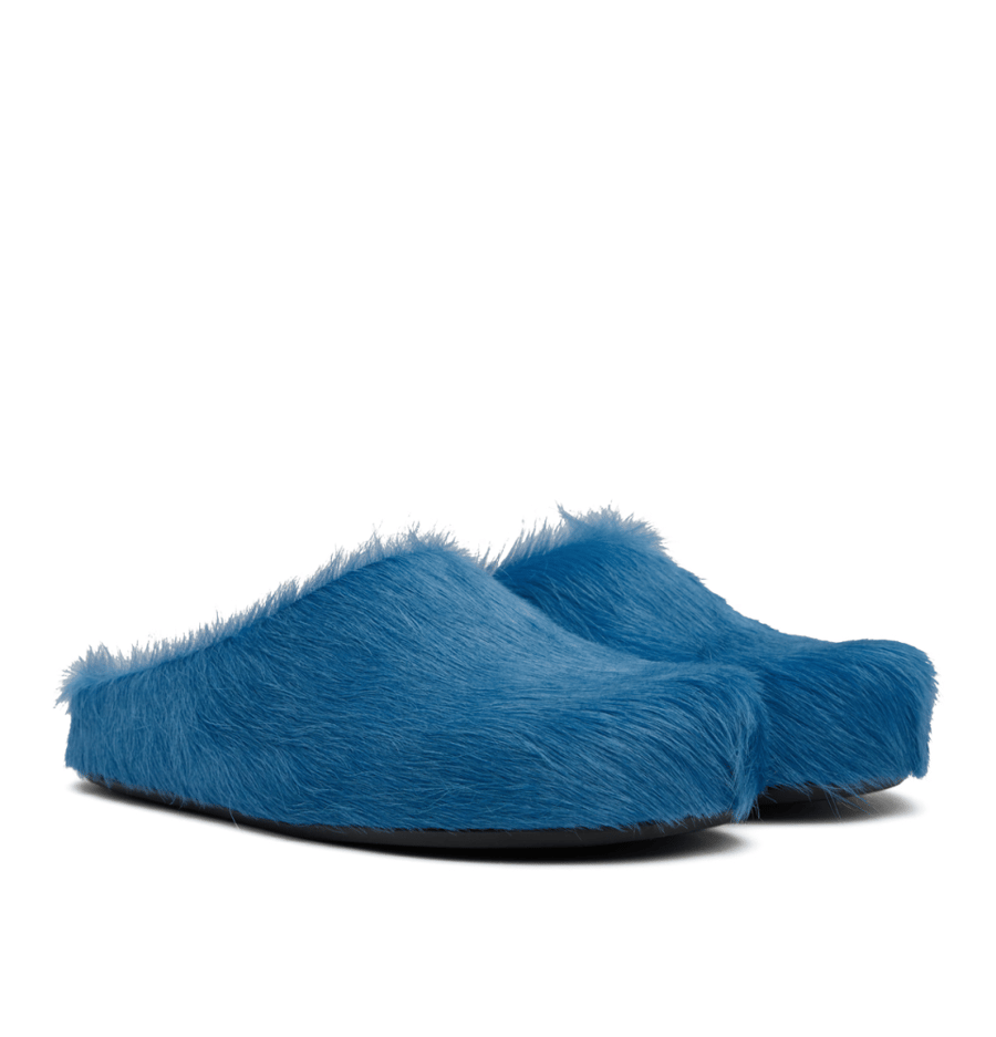 MARNI Blue Long Hair Calfskin Fussbett Slip-on Loafers