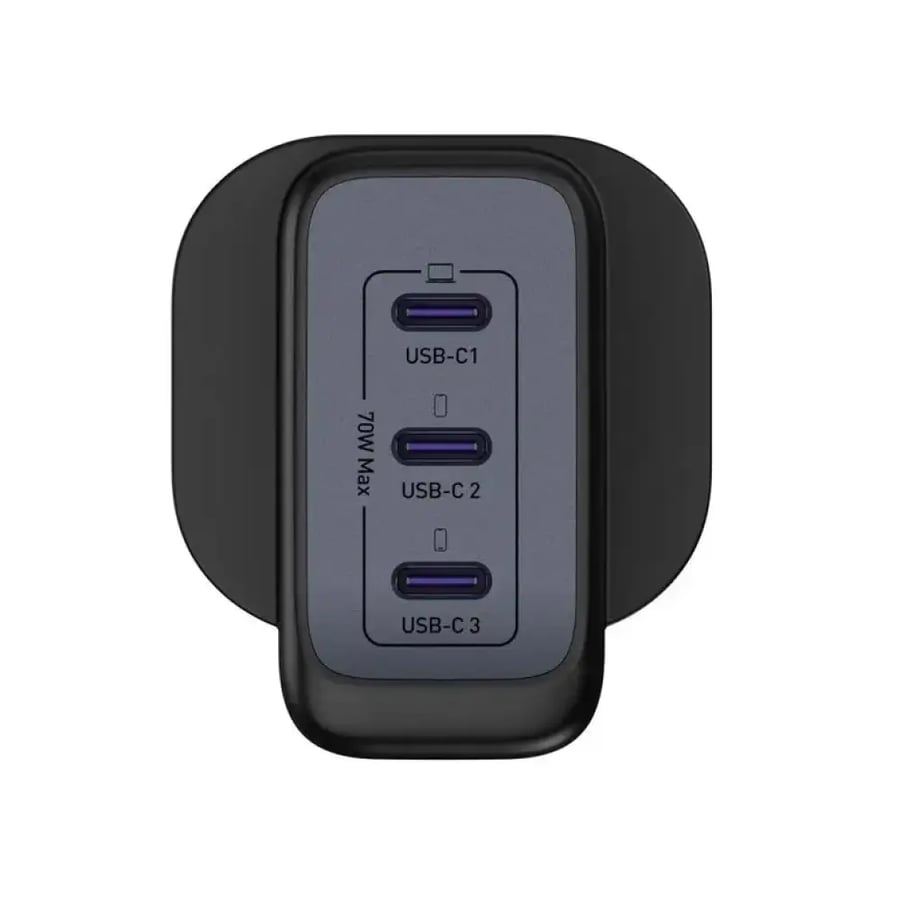 شاحن جداري جودا VoltLux بقوة 70 واط بمنفذين تايب سي ومنفذ USB مع سلك تايب سي