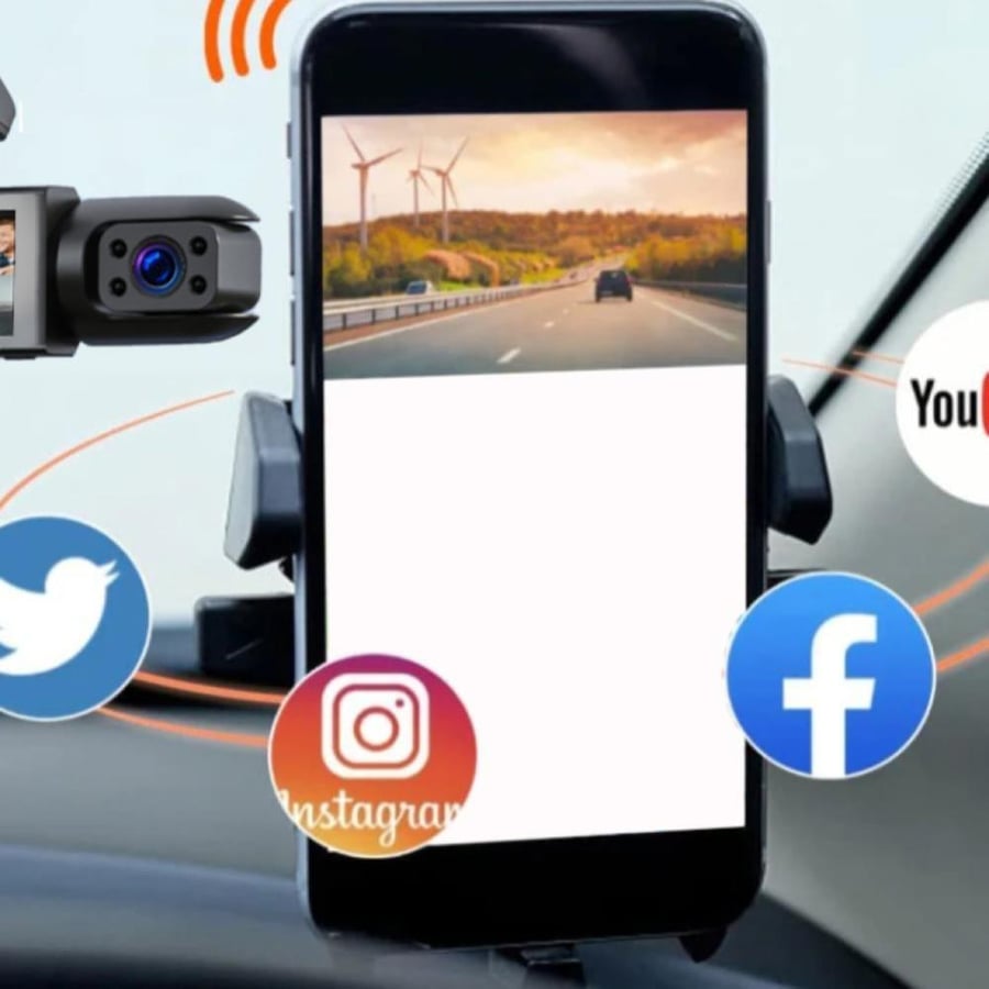 كاميرا داش مزدوجة 1080P للسيارة مع WiFi ورؤية ليلية