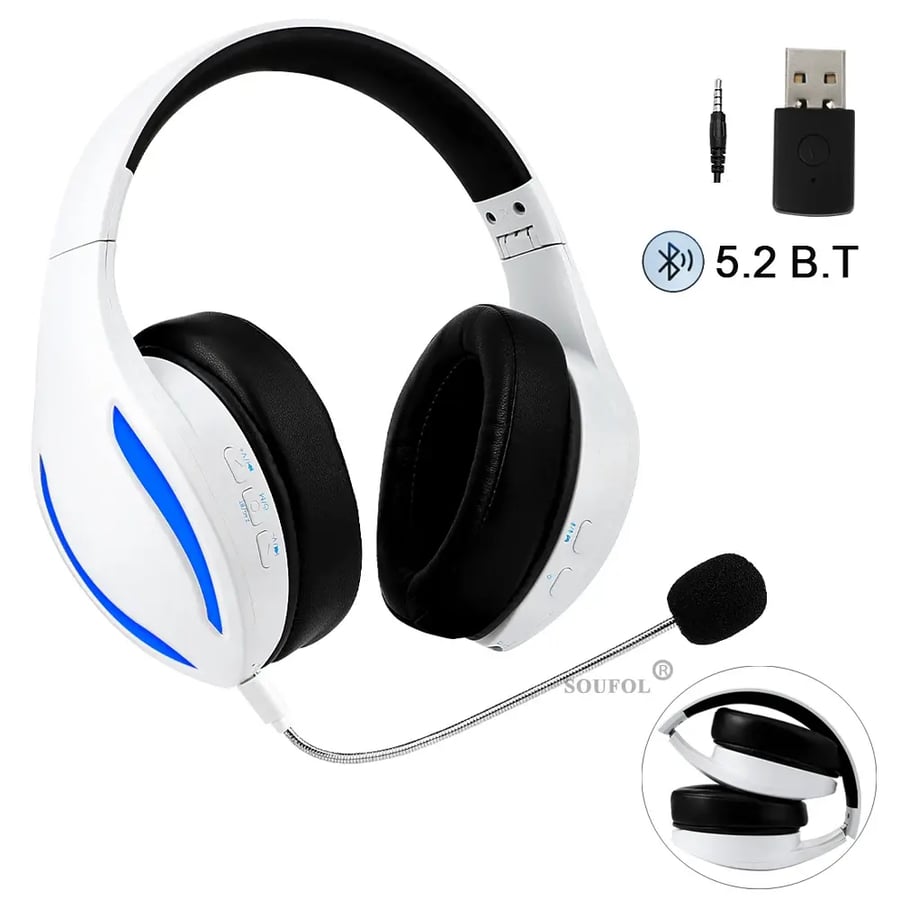 سماعة ألعاب لاسلكية RGB بصوت محيطي وميكروفون عازل للضوضاء 2.4G