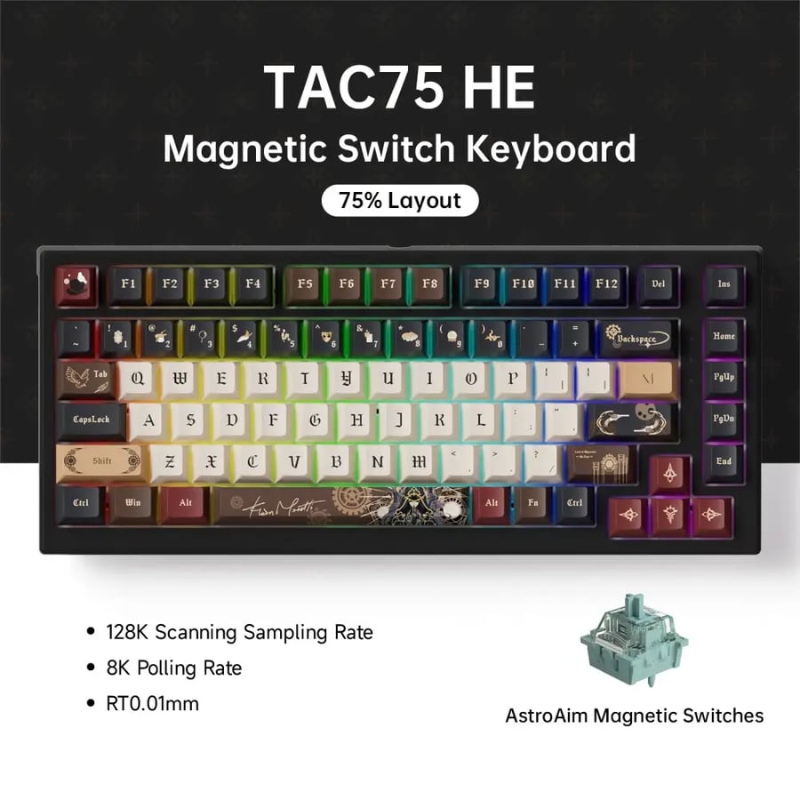 Akko TAC75 HE لوحة المفاتيح الميكانيكية 75% التبديل المغناطيسي الزناد السريع 0.01 مللي متر ARGB 8K معدل الاستقطاب السلكية ألعاب لوحة المفاتيح المخصصة