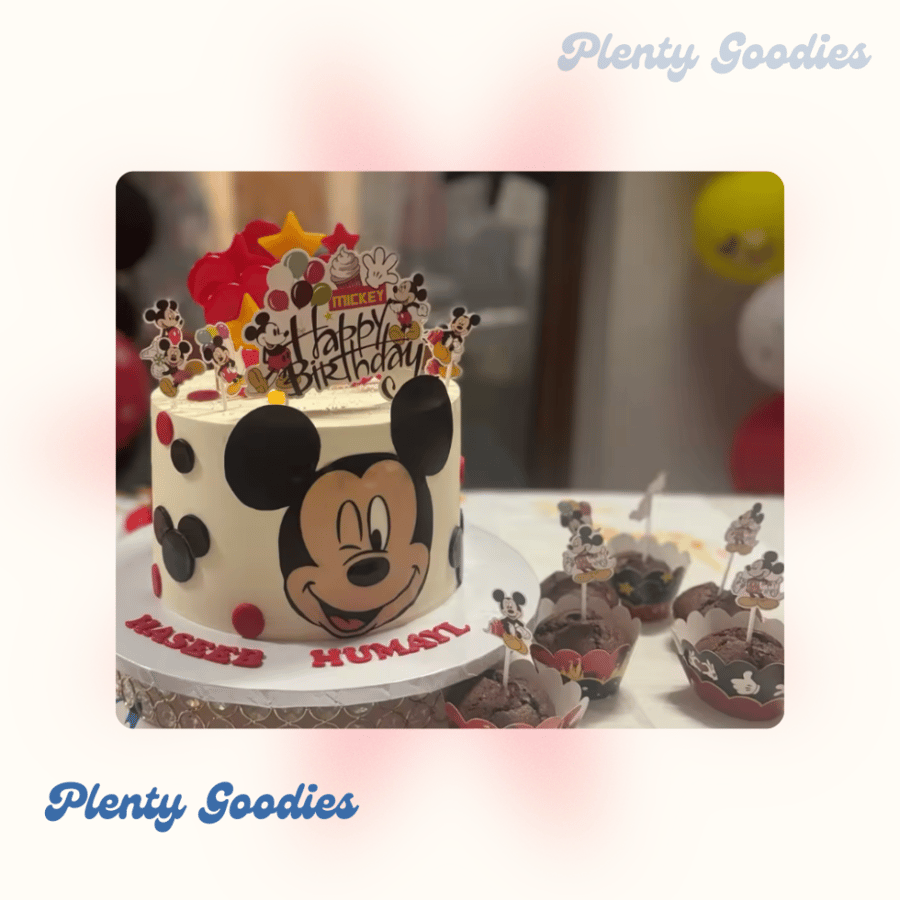 ١ قطعة تغريسة الكيك + ٢٤ تغريسة كب كيك  " ميكي ماوس " 1pcs Mickey Mouse Cake topper + 24 cupcakes topper