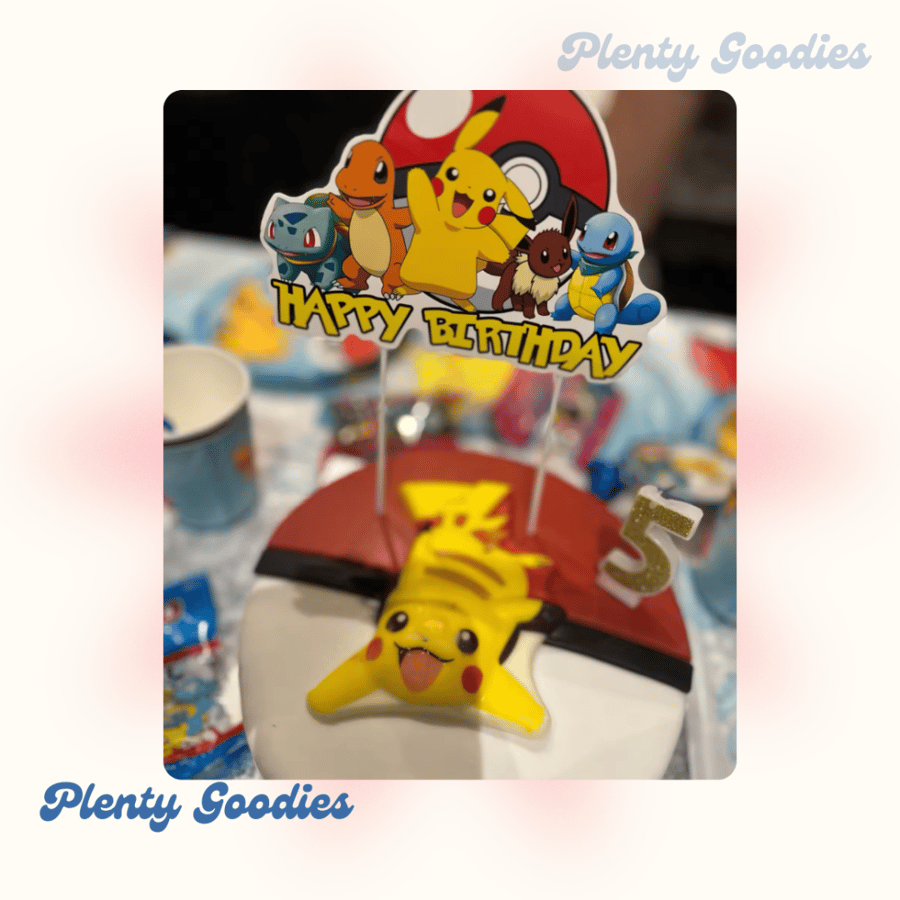 ١ قطعة تغريسة الكيك + ٢٤ تغريسة كب كيك  "بوكيمون  " 1pcs Pokemon + 24 cupcakes topper