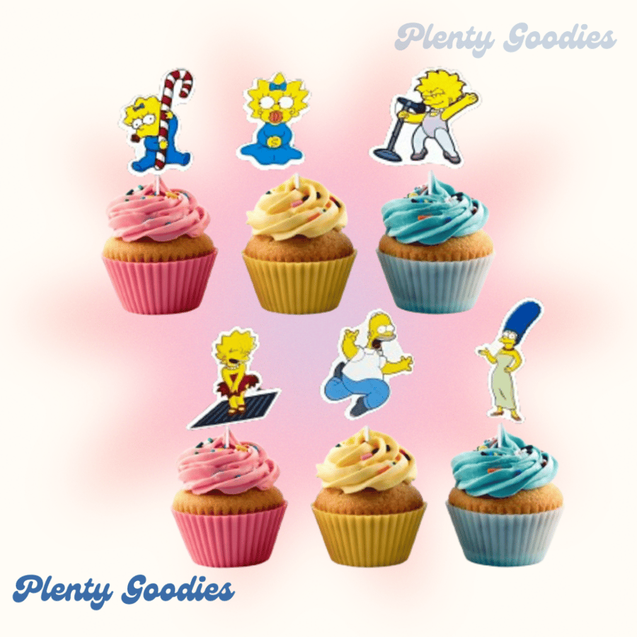 ١٢ تغريسة كب كيك "عائلة سيمبسون" The Simpsons 12 cupcakes topper