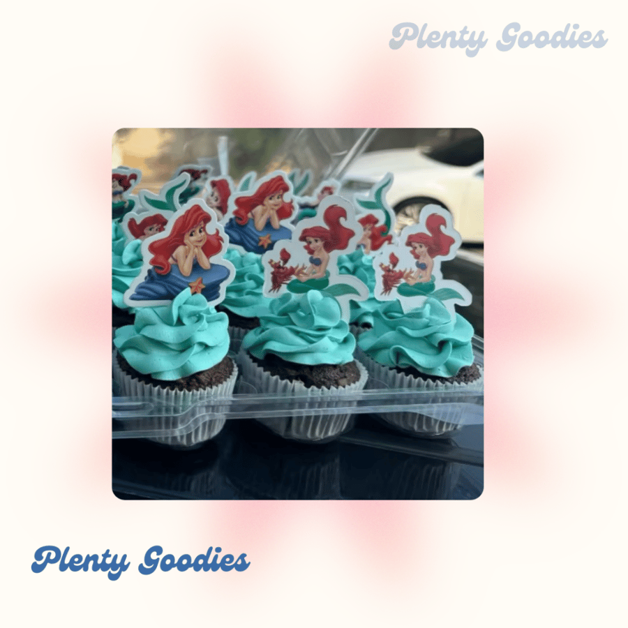 ٢٤ تغريسة كب كيك "حورية البحر آريل"  Ariel  24 cupcakes topper