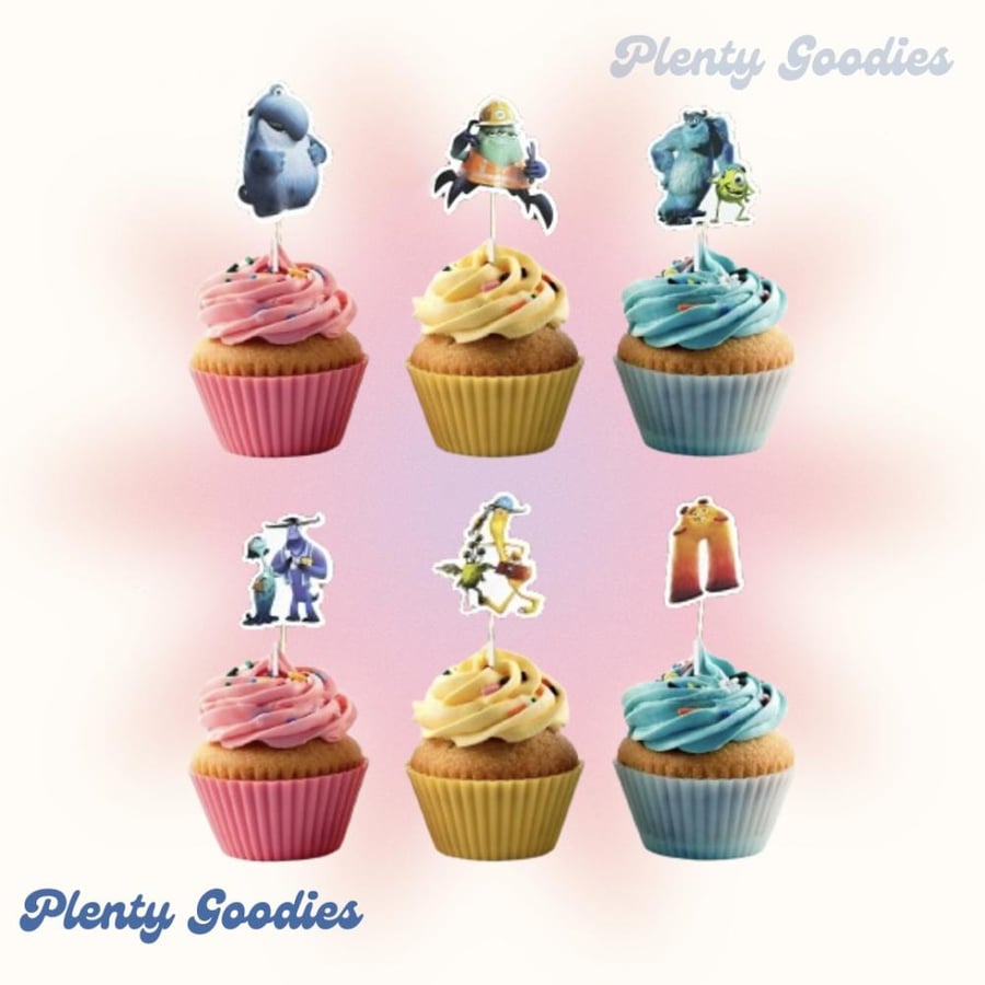 12 تغريسة كب كيك " جامعة المرعبين  " Monsters University 12 cupcakes topper
