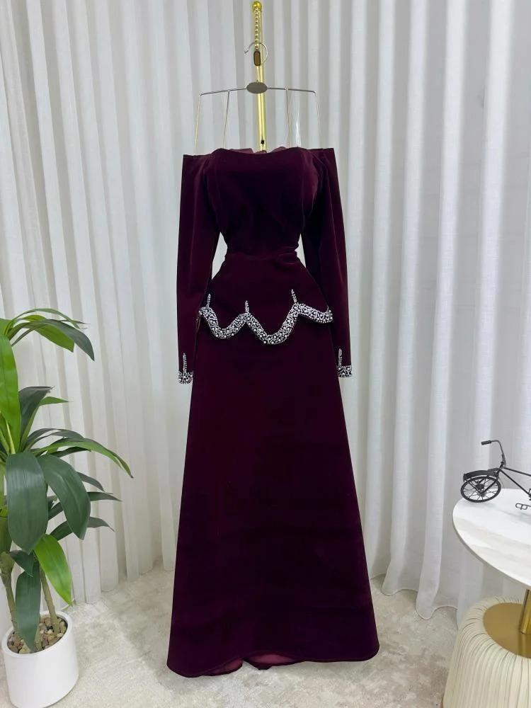 فستان  سهرة مخمل جوخ فرنسي