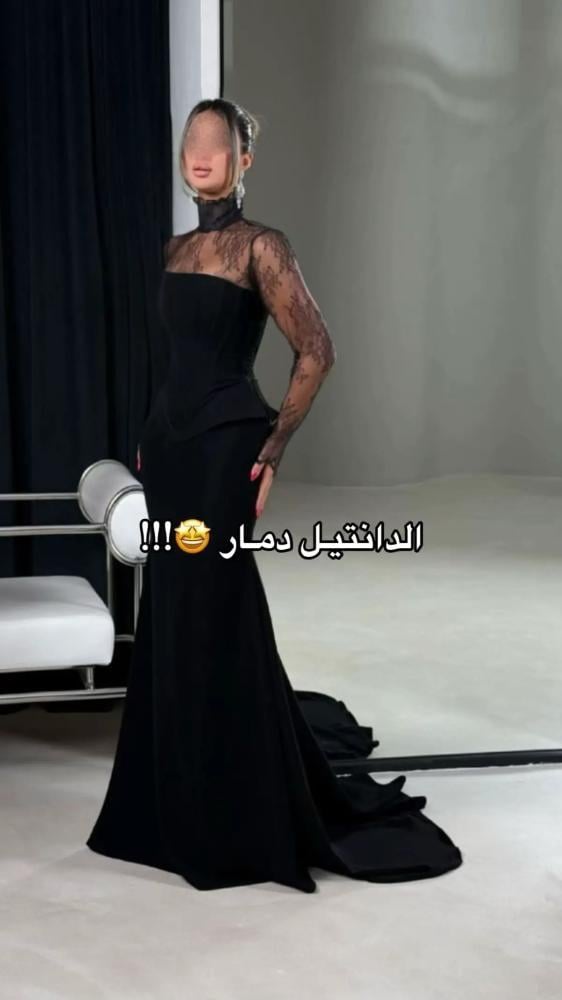 فستان  اسود مخصر