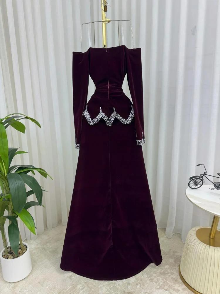 فستان  سهرة مخمل جوخ فرنسي