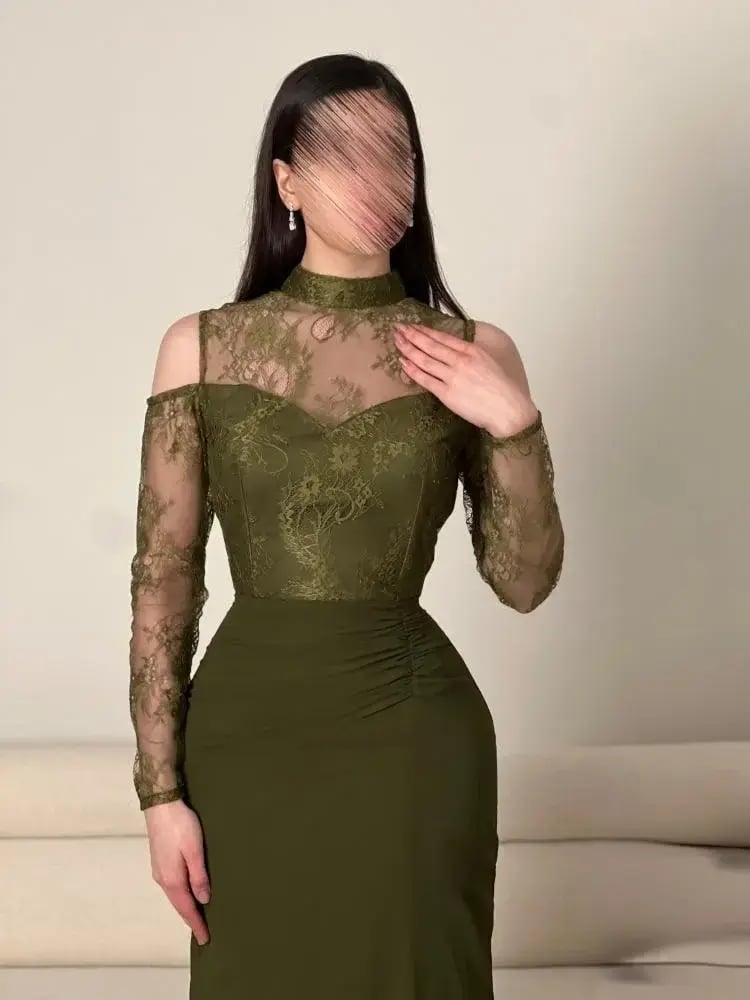 فستان زيتوني انيق