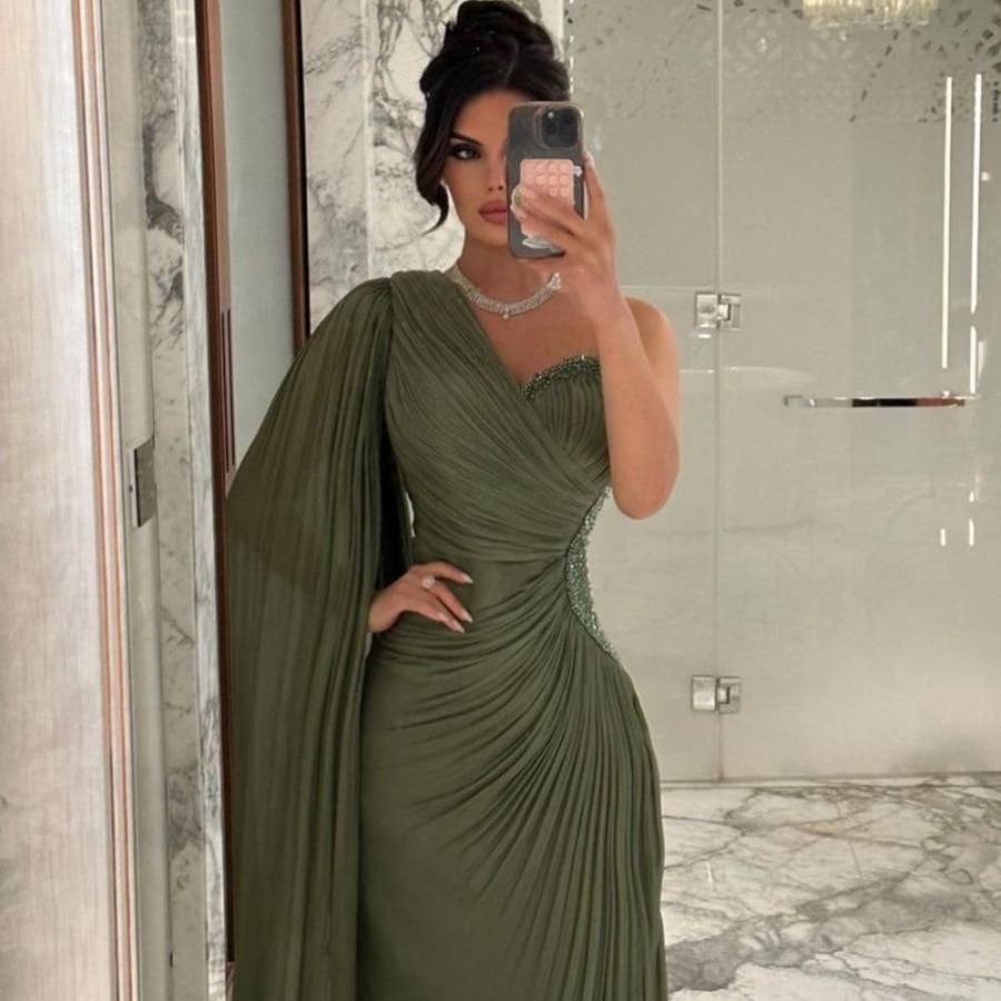 فستان سهرة زيتي راقية