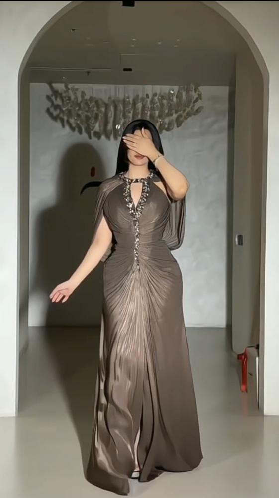 فستان سهرة  أنيق لونين