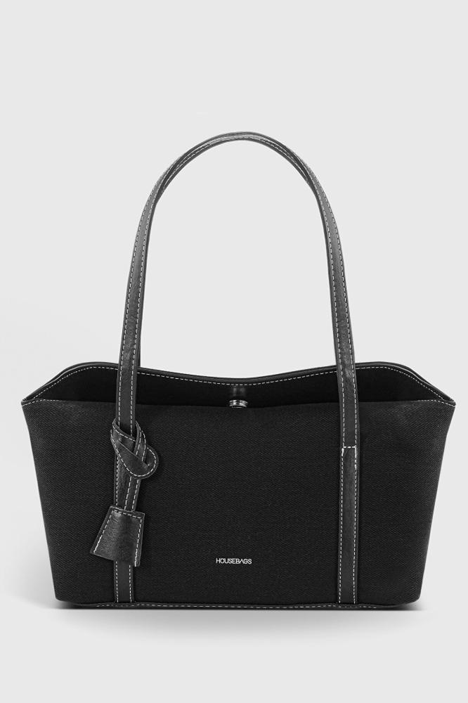 Housebags حقيبة كتف من القماش الأسود بغطاء 270