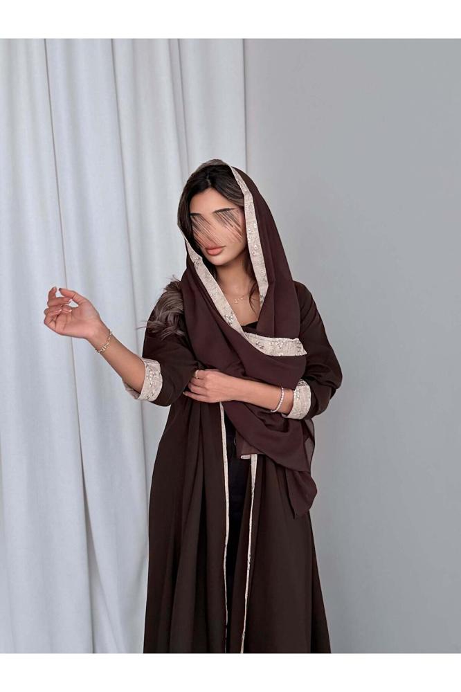 AYA MWT778 - عباية كريب مع تدخيلة لنن