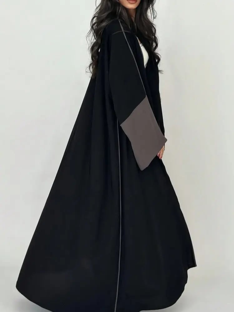 عباية ماكسي نسائية أنيقة بأكمام متباينة بتصميم كارديجان