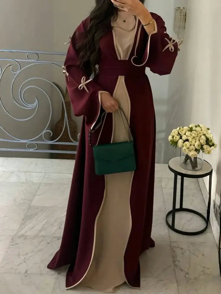 كارديجان نسائي طويل بفيونكة وحزام بتصميم كاجوال أنيق