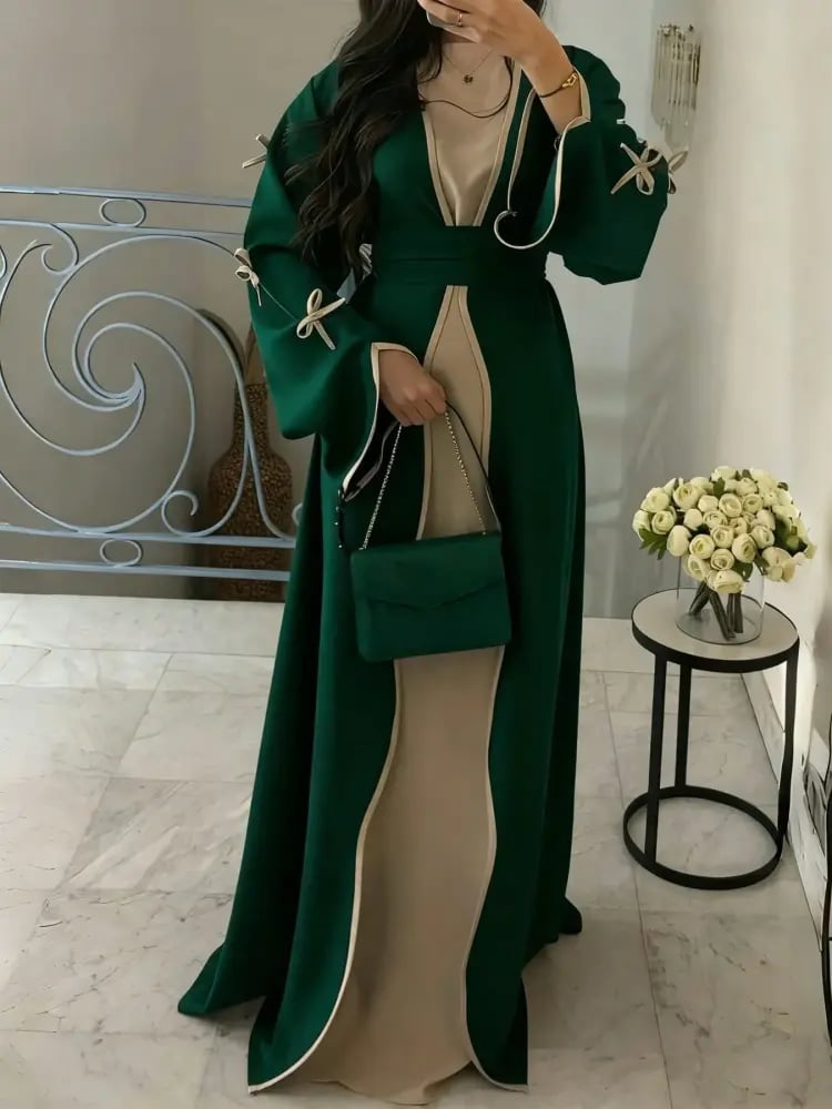 كارديجان نسائي طويل بفيونكة وحزام بتصميم كاجوال أنيق