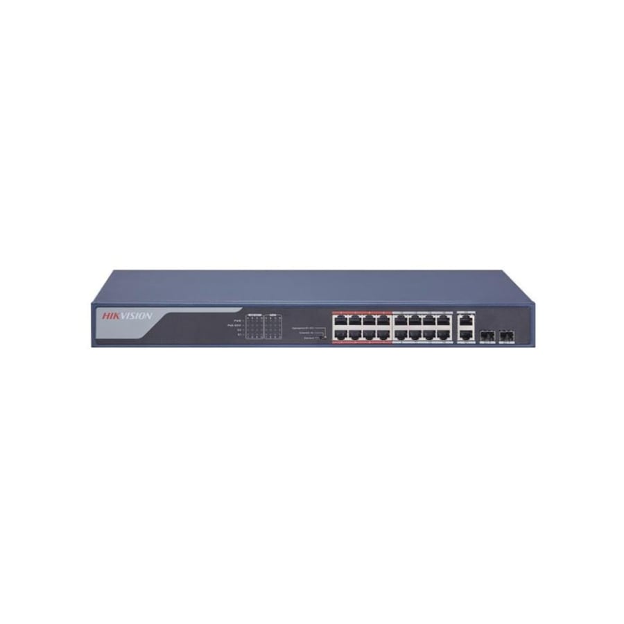 جهاز Hikvision Switch بمدى طويل و16 بورت PoE لكاميرات المراقبة والشبكا