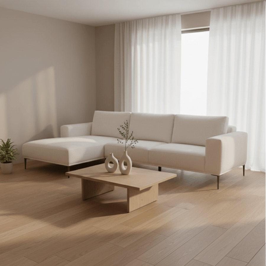 City Wide 3-Seater Sofa + Right Chaise Lounge , Light Beige