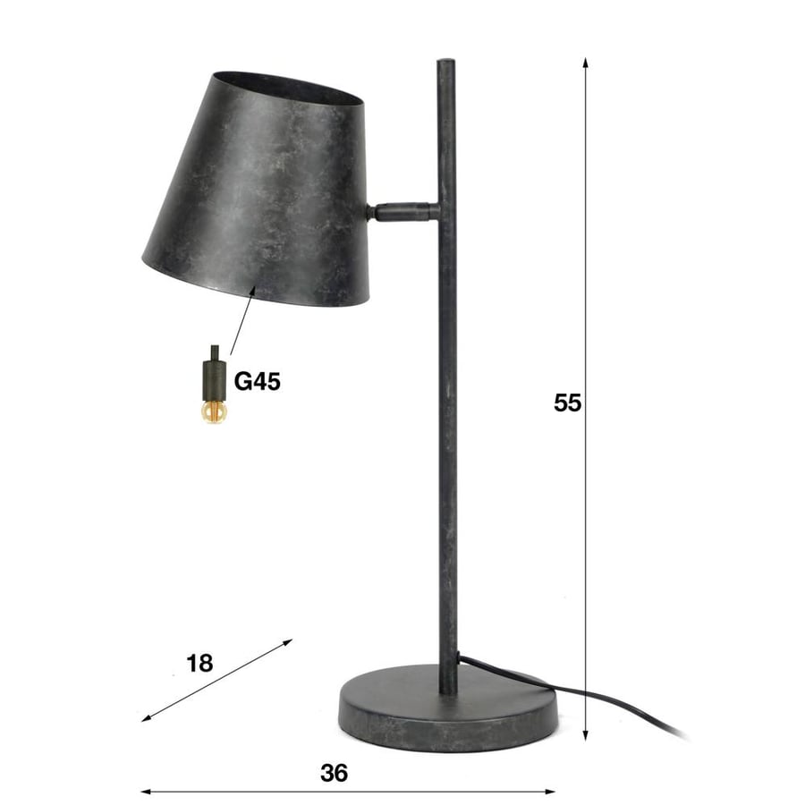 Adjustable Metal Table Lamp, Charcoal