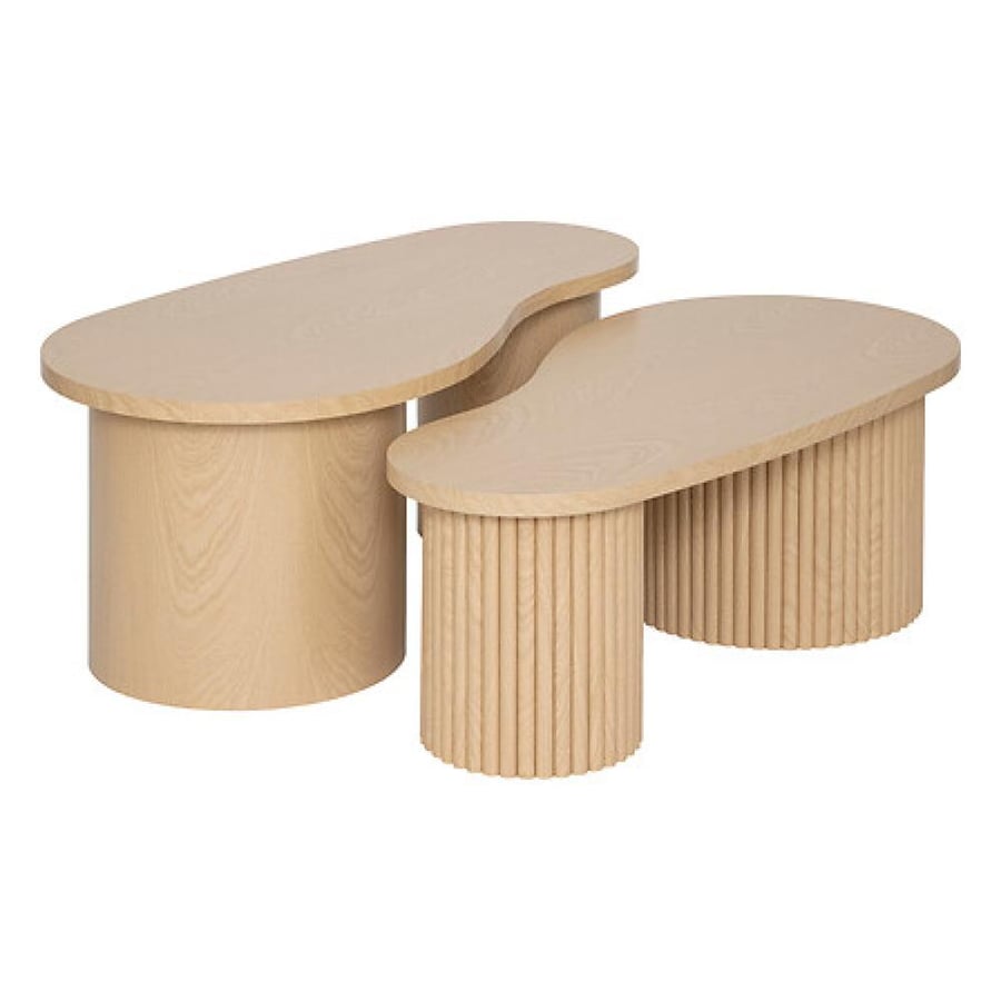 Soleya Waivy Coffee Table Set, Wooden Natural