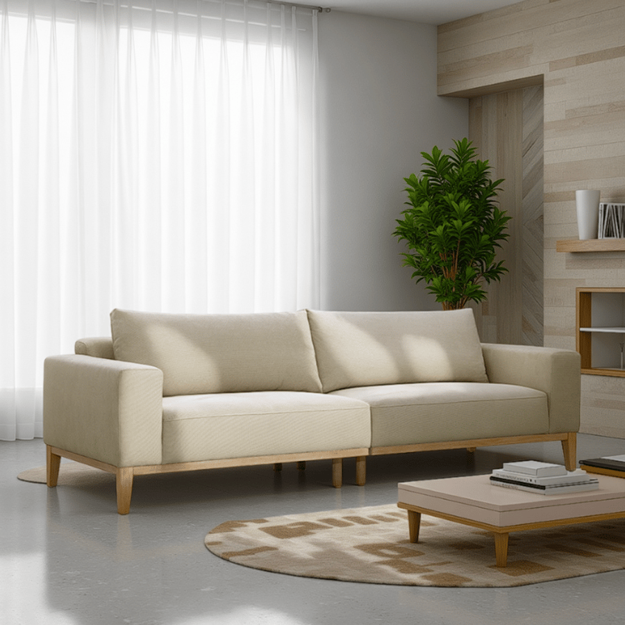 MOANA 3 Seater Sofa, Light Grey