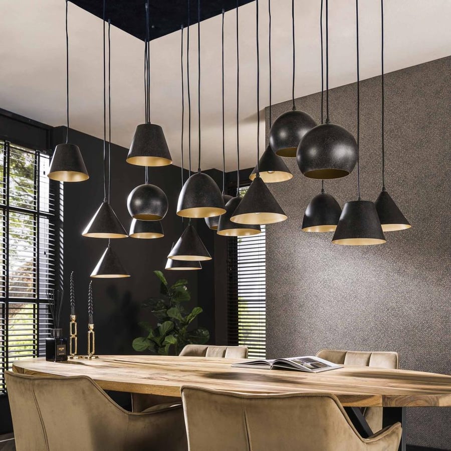 Impressive 18 Units Metal Hanging Lamps, Black