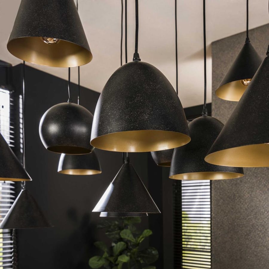 Impressive 18 Units Metal Hanging Lamps, Black