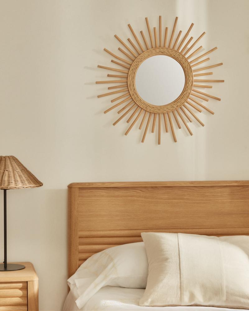 Marelli Round Oak Wood Mirror