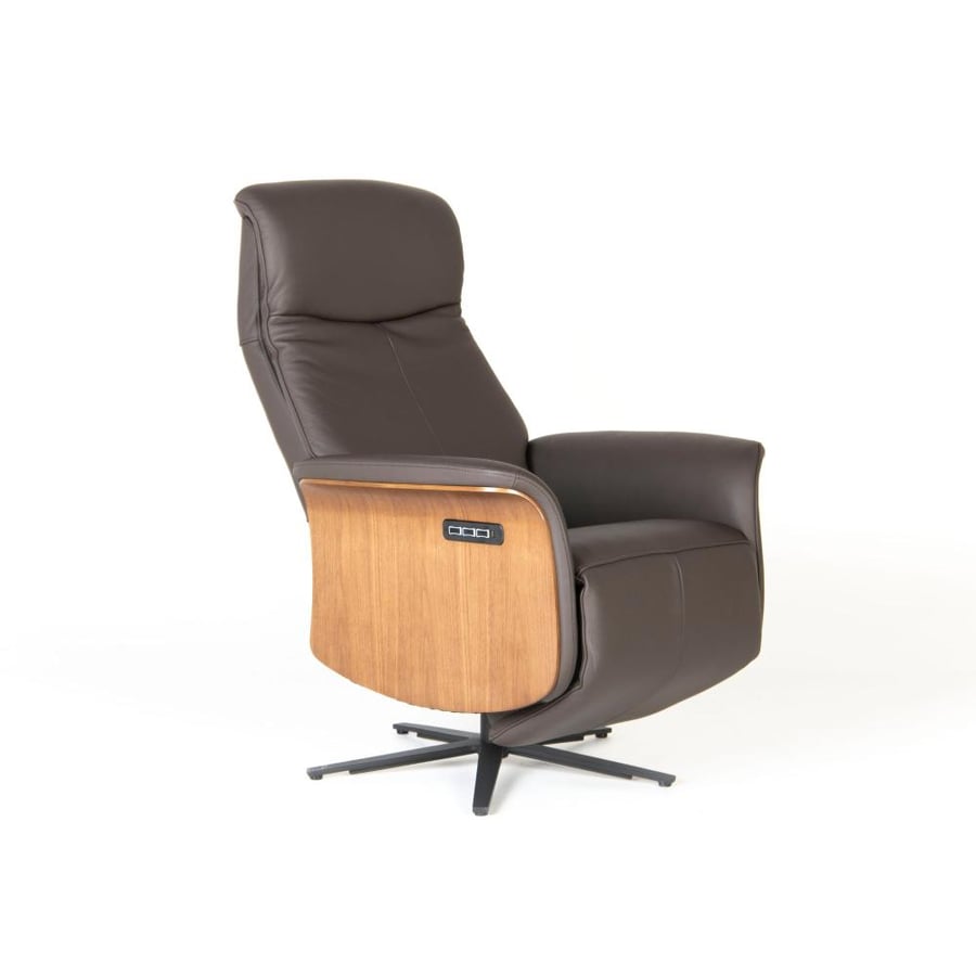 Poseidon Leather Metal Base Recliner With Foot Rest, Dark Brown