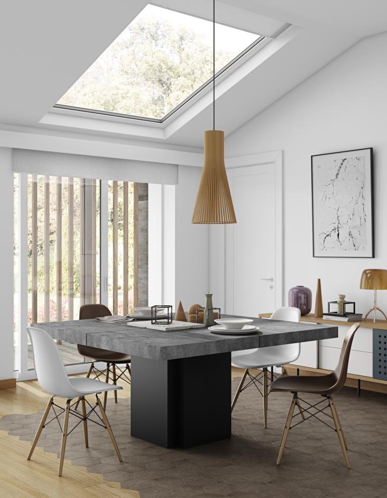Dusk DT 130 Melamine Square Dining Table, Black