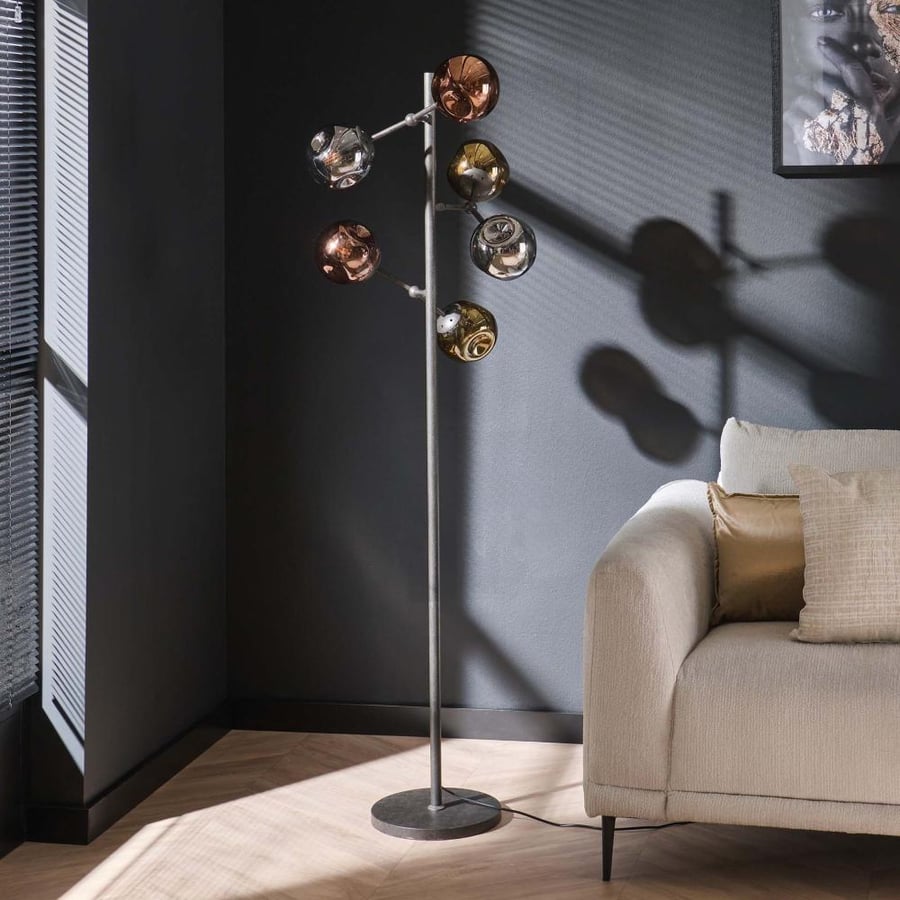 MOLECULE Metal Floor Lamp 6 Round Caps, Black